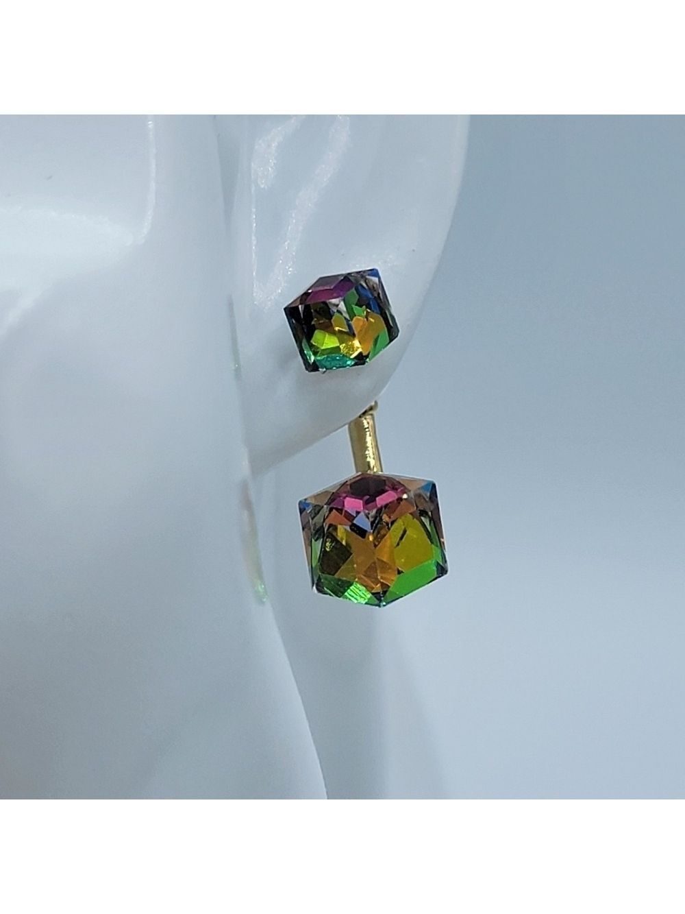 Vitrail Cube Crystal Earrings #2297